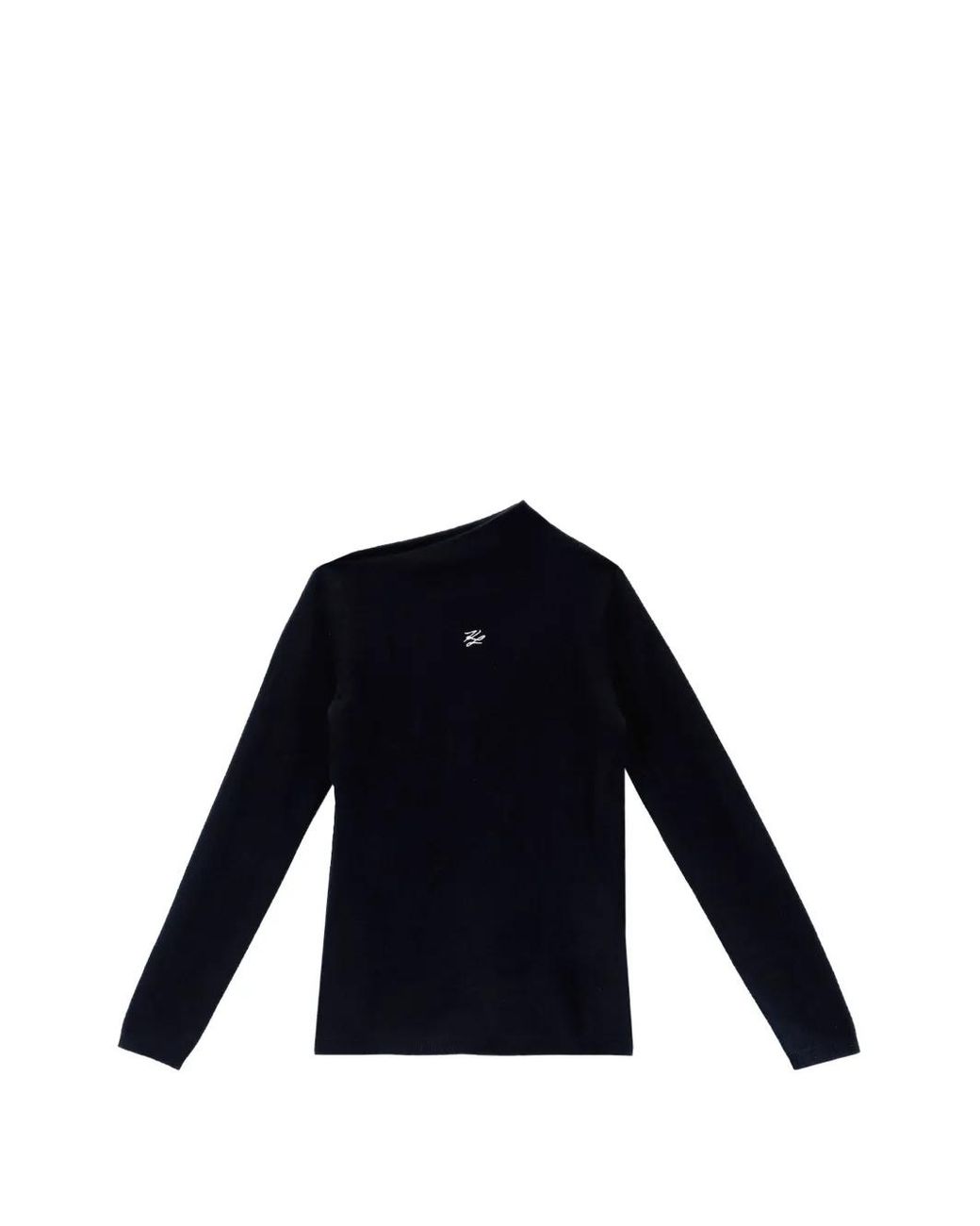 Karl Lagerfeld Blue Karl Autograph Asymmetric-Neck Sweater