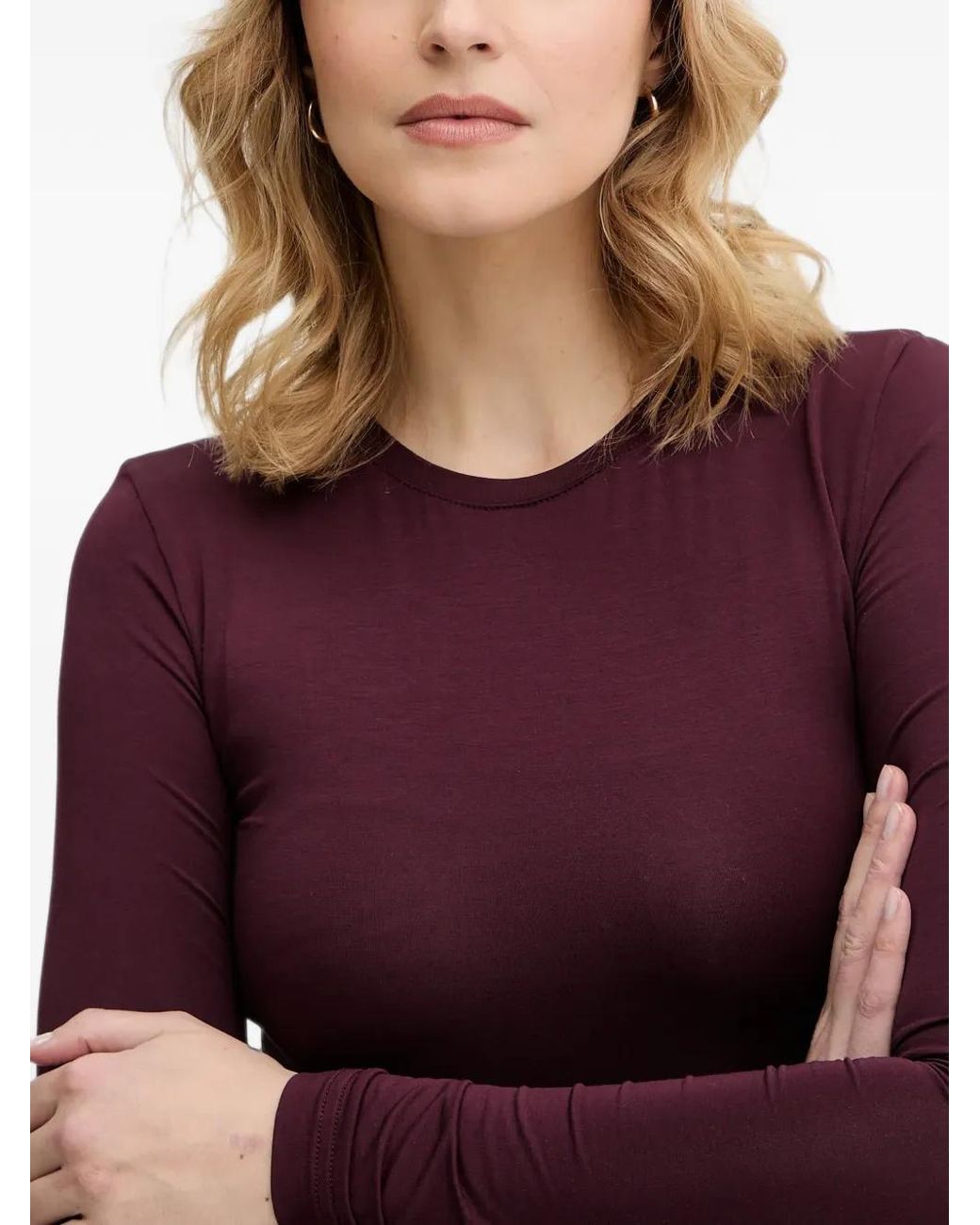 La Mania Purple Malene Long-Sleeve Crew-Neck Top