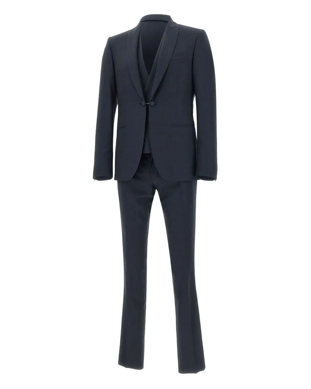 Corneliani Blue Wool Three-Piece Formal Suit for men