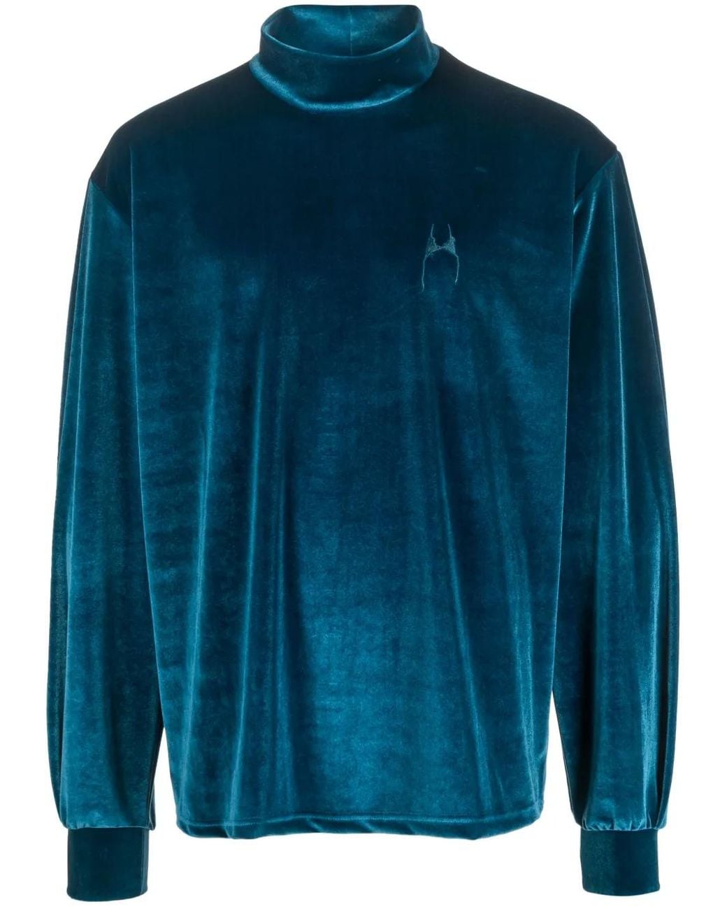 Random Identities Blue High-Neck Velvet Jumper for men