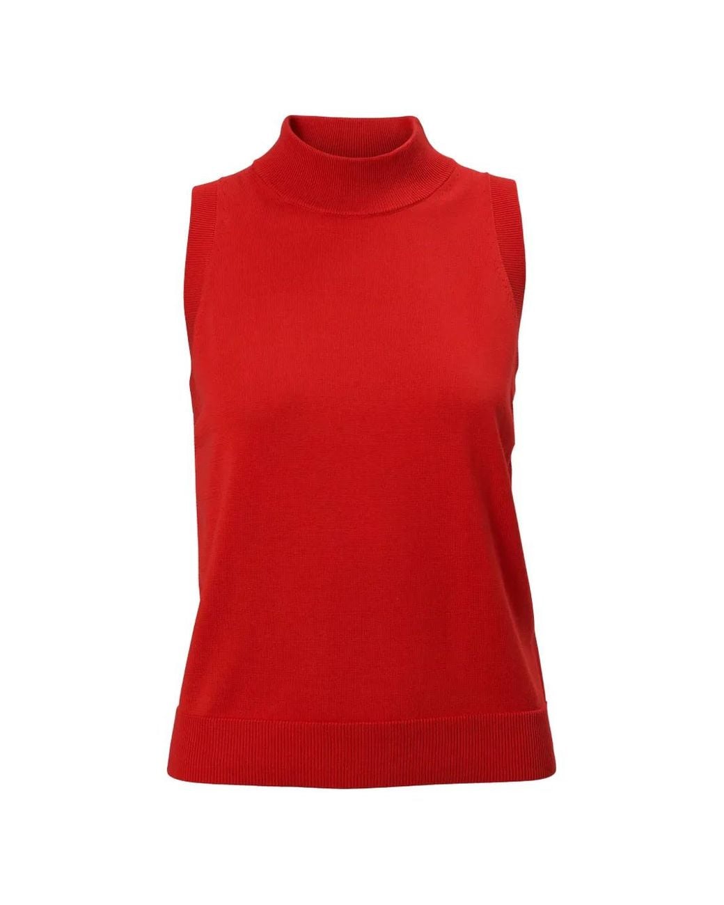 Carolina Herrera Red Sleeveless Mock-Neck Top