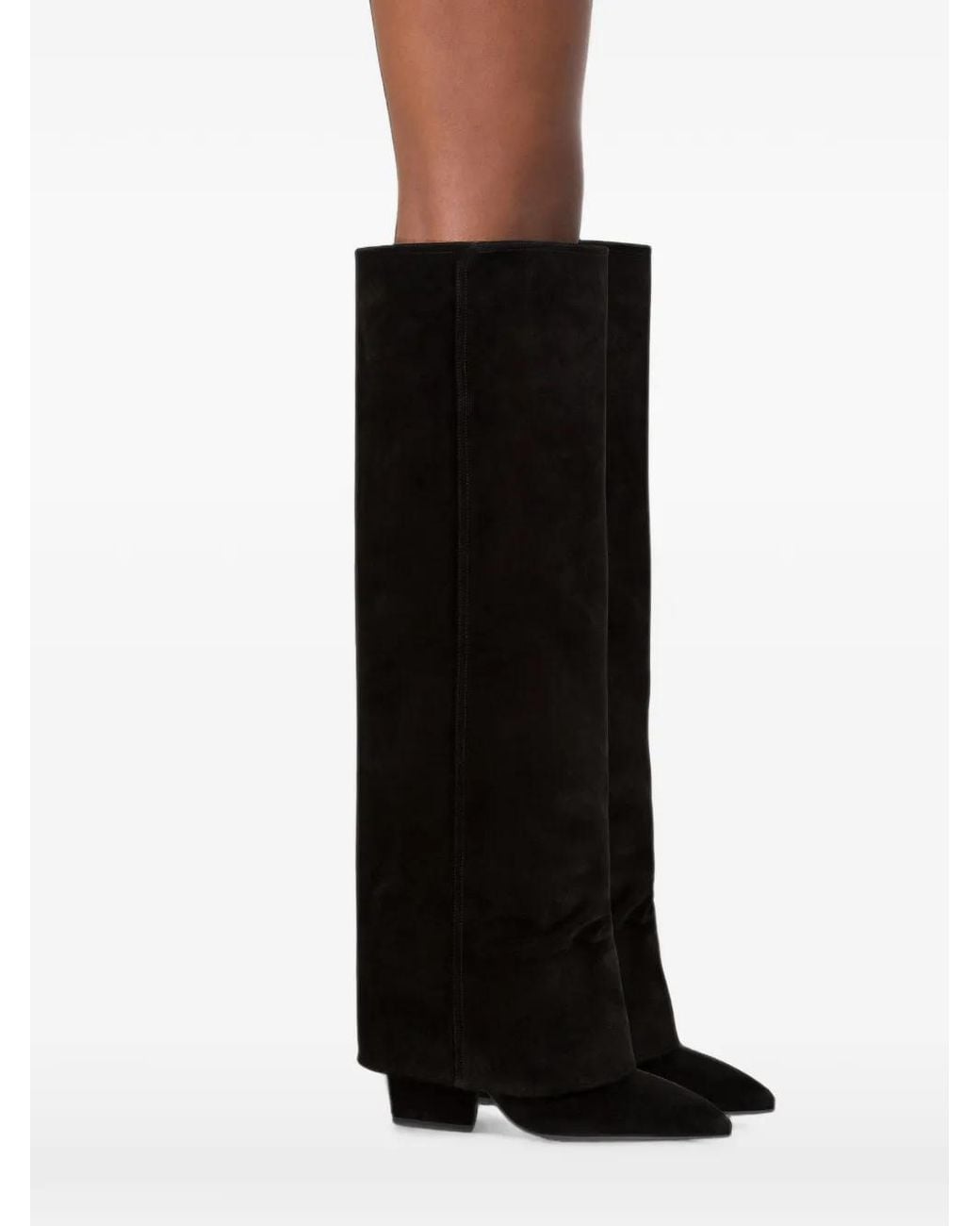 Paris Texas Black Jane Fold-Over Boots
