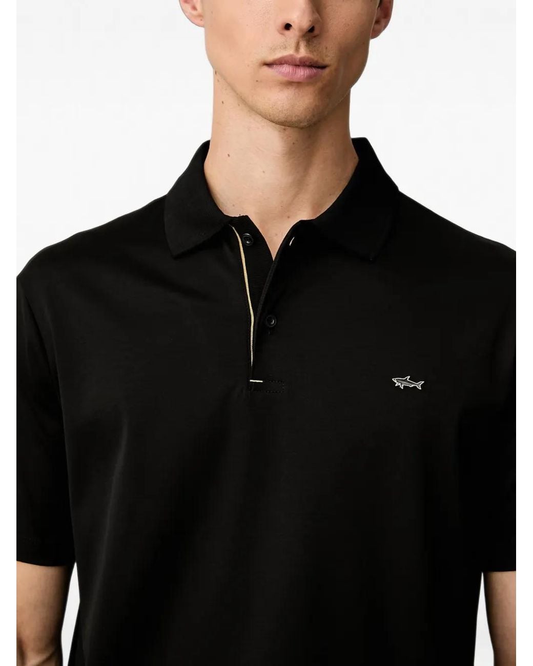 Paul & Shark Black Polo À Plaque Logo for men