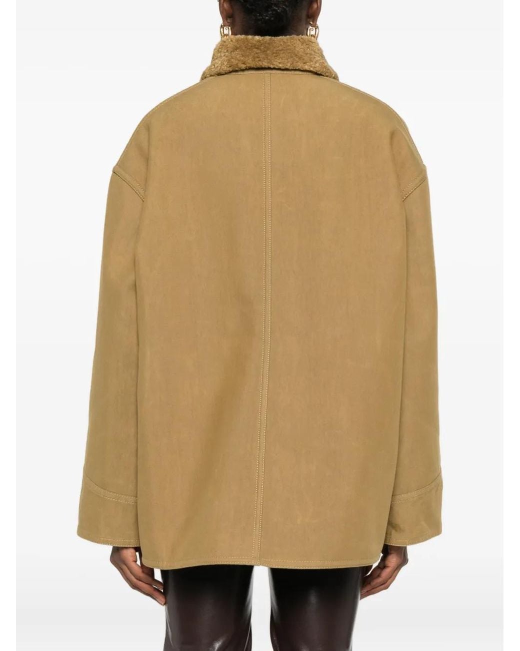 Nanushka Natural Faux-Fur Collar Utility Jacket