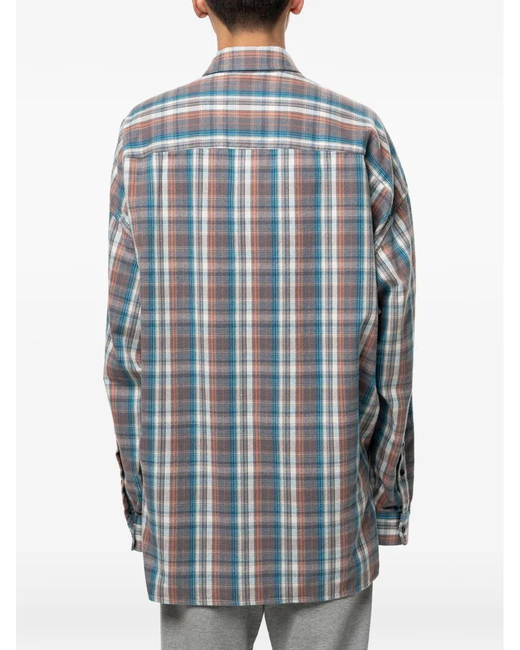 Maison Mihara Yasuhiro Blue Check Long Sleeve Shirt