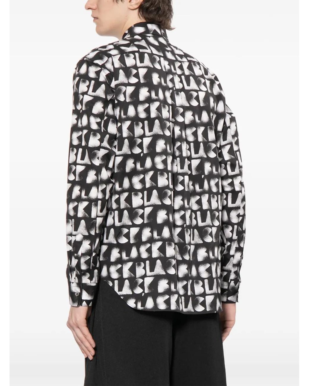 COMME DES GARÇON BLACK White Logo-Print Long-Sleeve Shirt