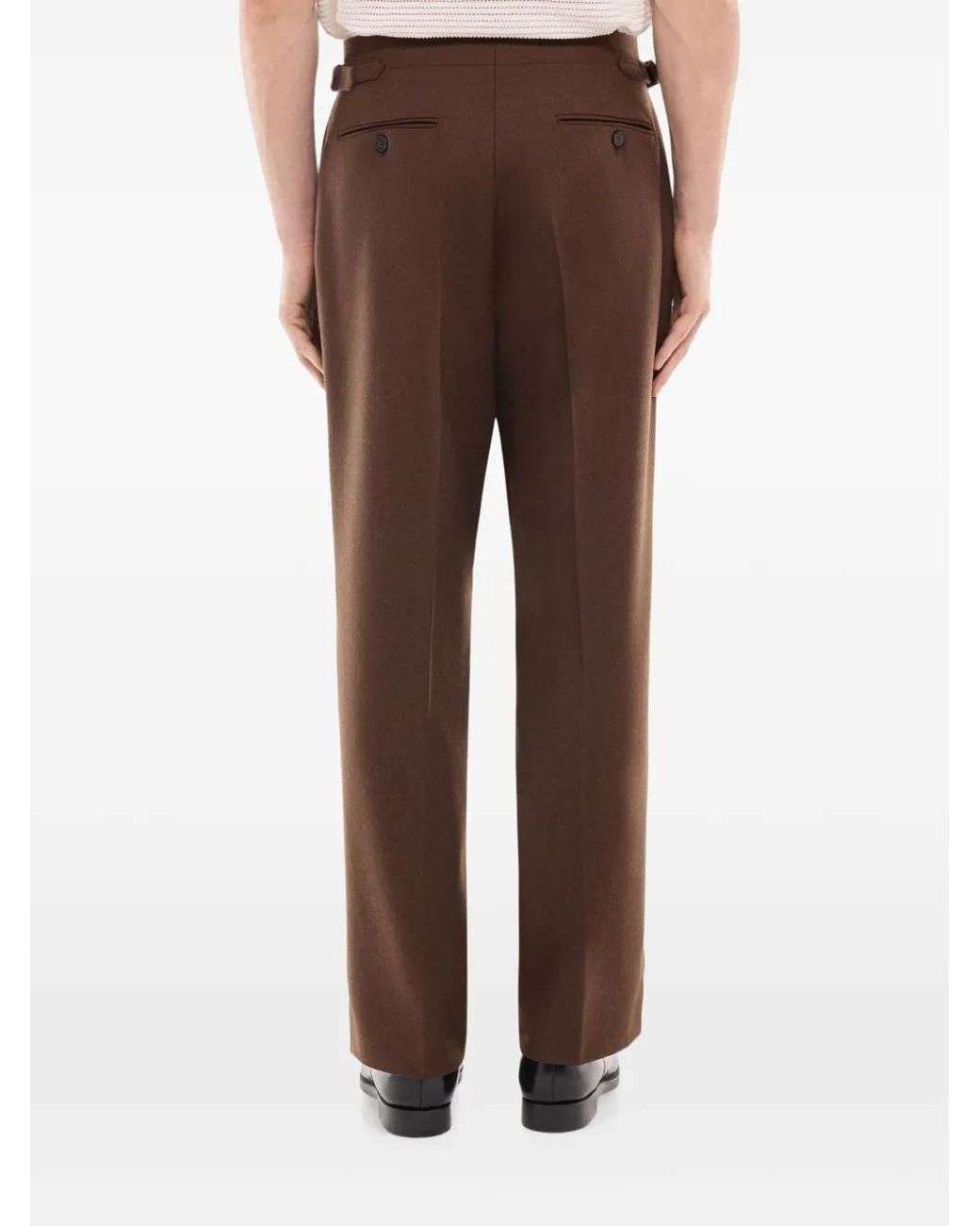 Fursac Brown Pleated Wide-Leg Trousers for men