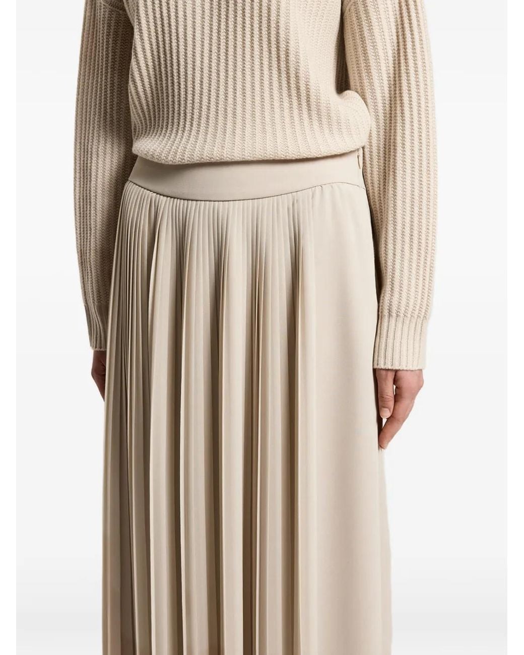 Peserico Natural Pleated Maxi Skirt