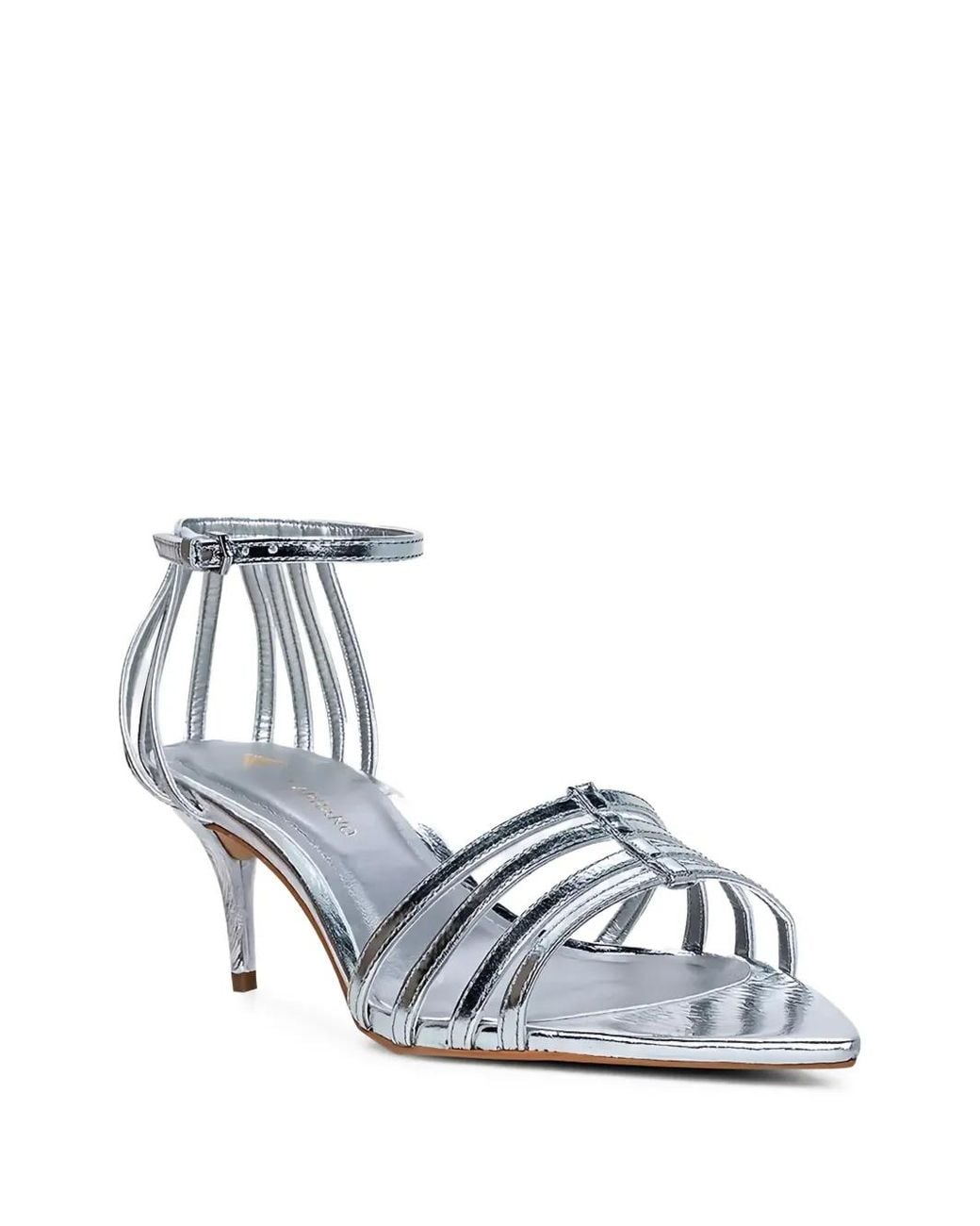 Carrano White Metallic-Effect Cage-Strap Sandals