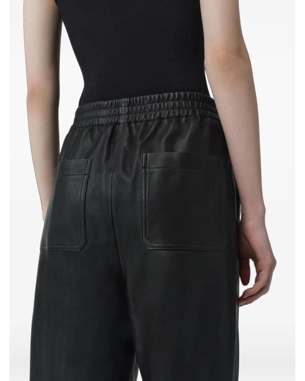 Jonathan Simkhai Black Corrine Straight-Leg Leather Trousers