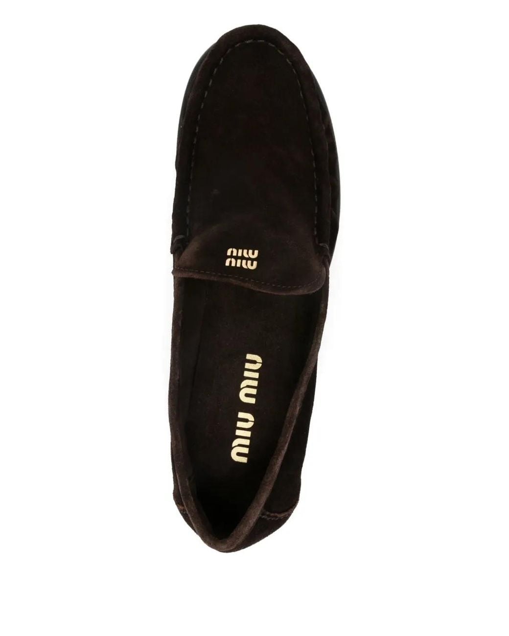 Miu Miu Black Logo-Lettering Suede Loafers