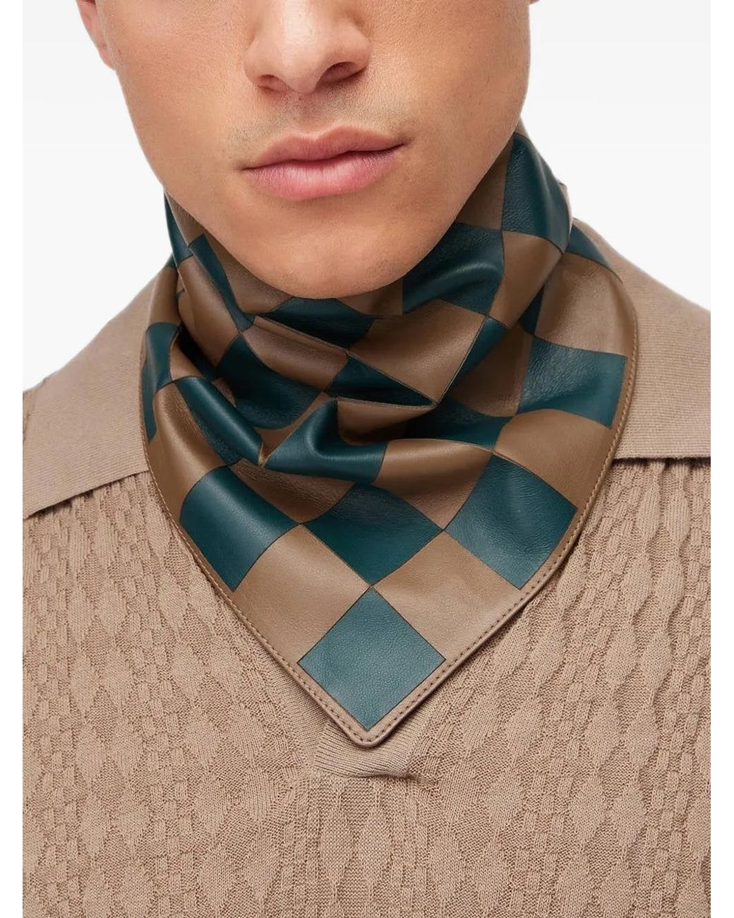 RETORI Blue Leather Bandana Scarf