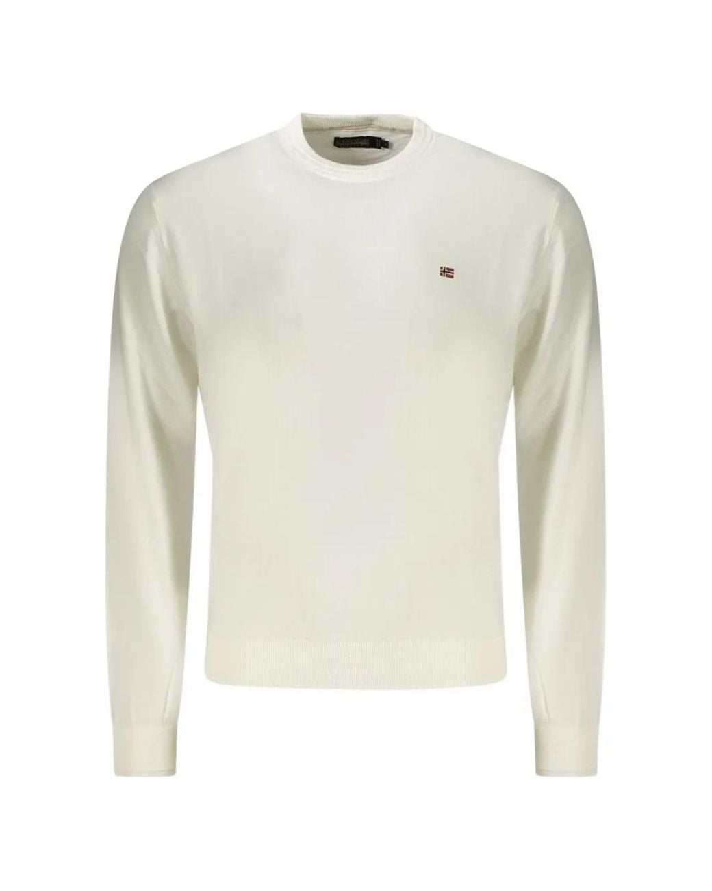 Napapijri White Logo-Embroidered Crew-Neck Sweater for men