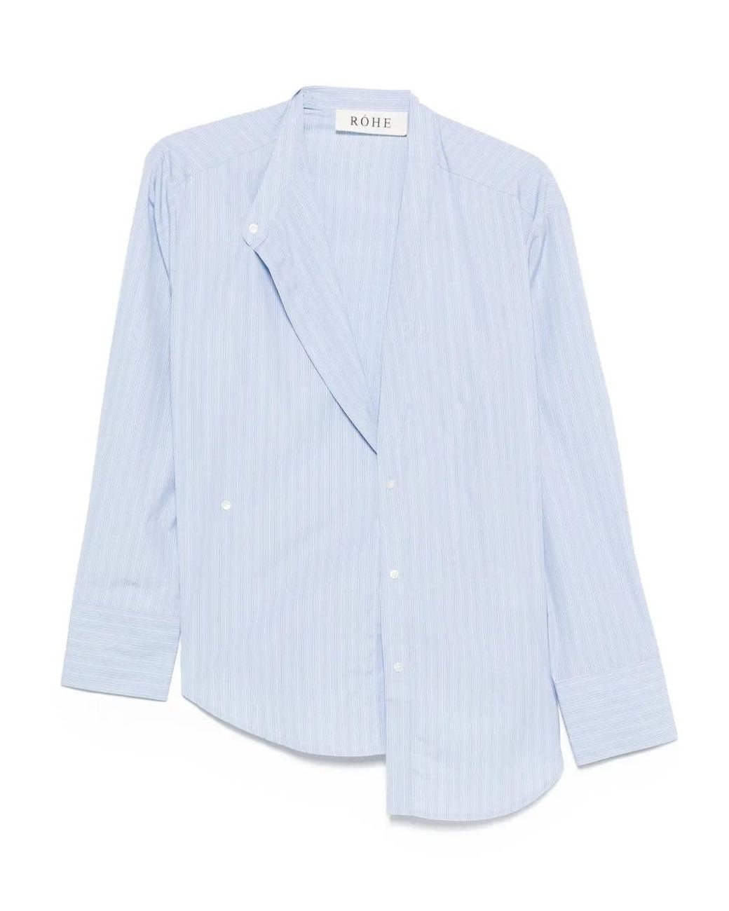 Rohe Blue Striped Asymmetrical Cotton Shirt