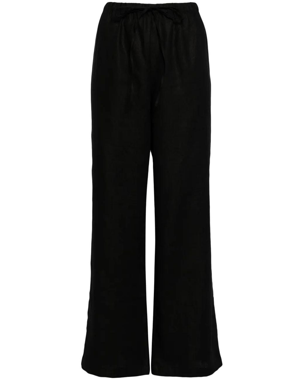 Reformation Black Olina Linen Trousers