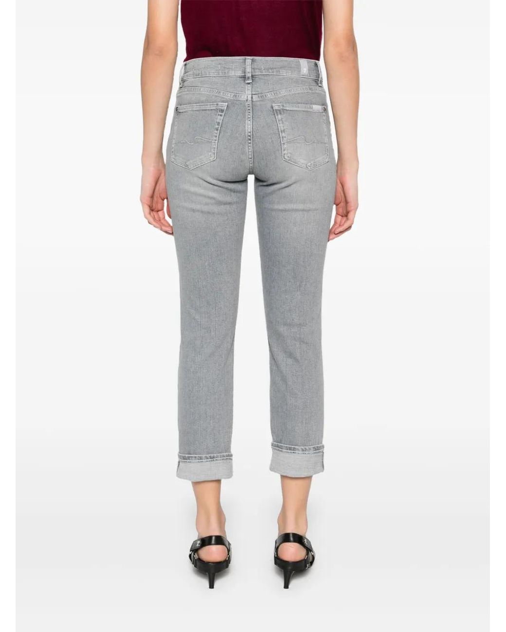 7 For All Mankind Gray Mid-Rise Skinny Jeans
