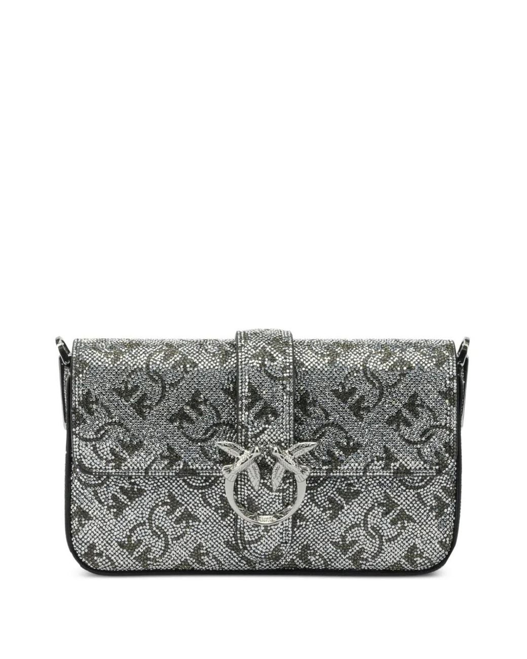 Pinko Gray Embellished Cross Body Bag