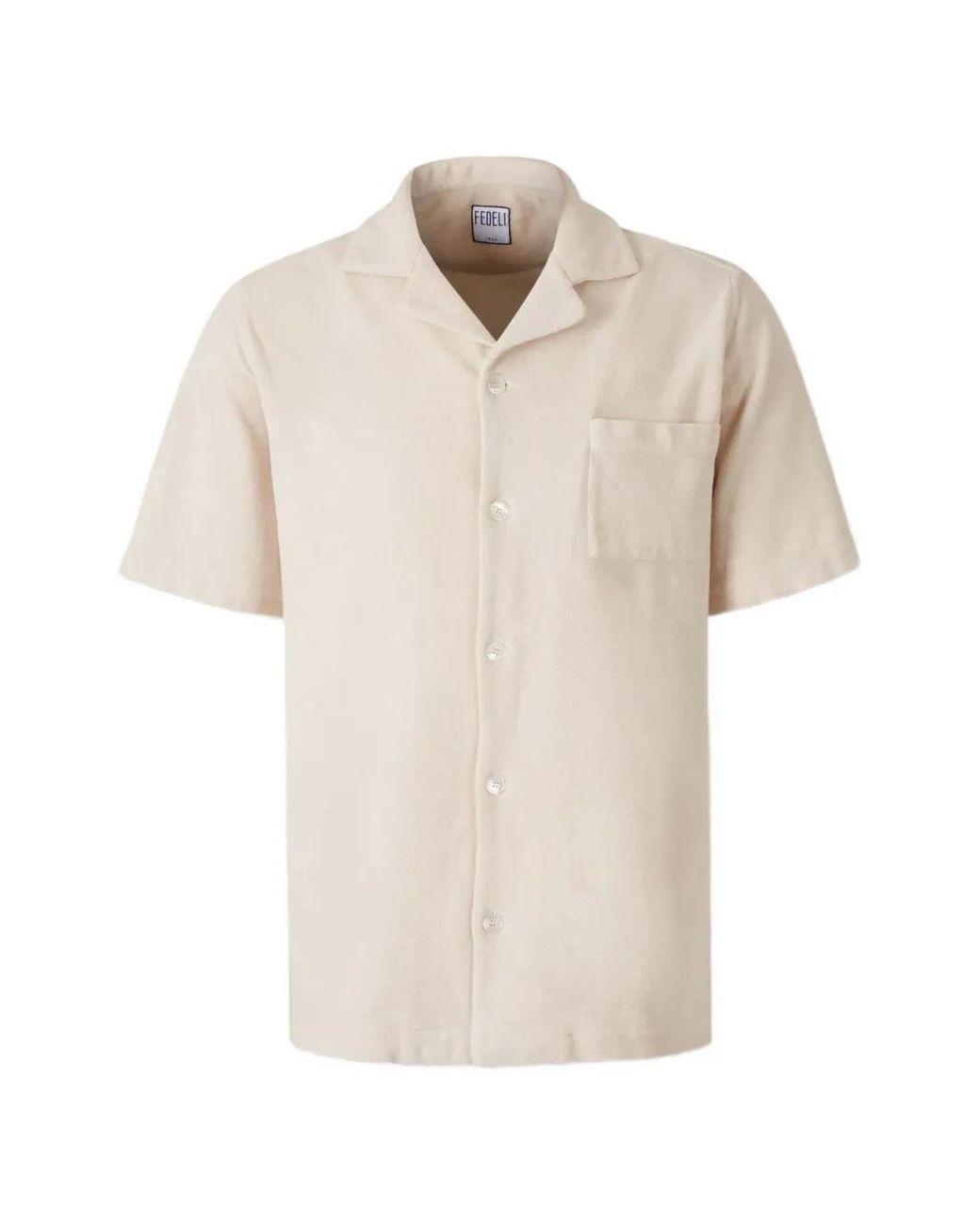 Fedeli Natural Chest-Pocket Short-Sleeve Shirt for men