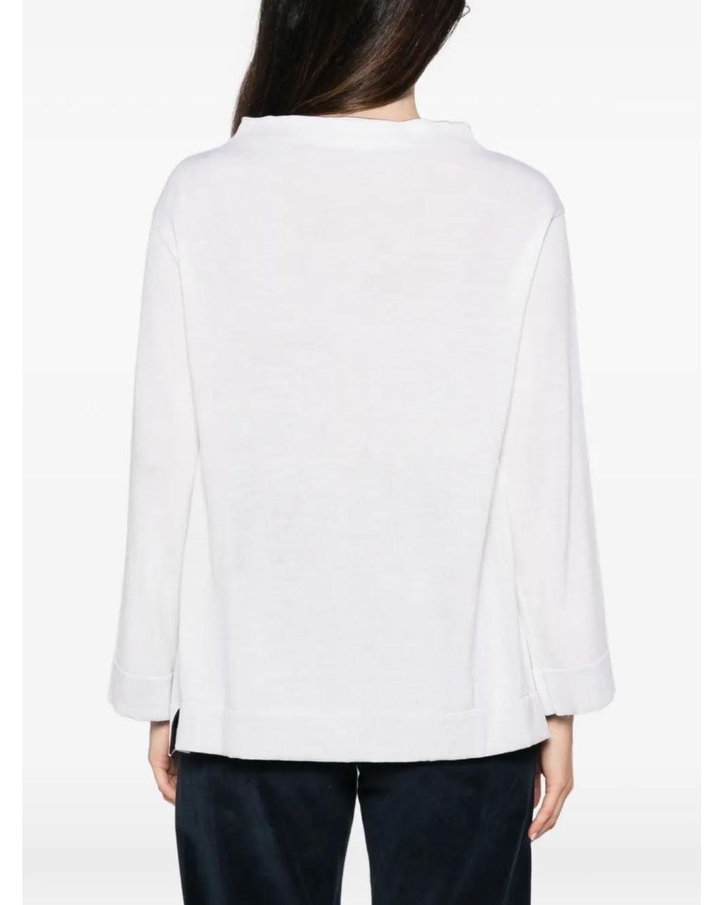 Liviana Conti White Side-Slit Sweater