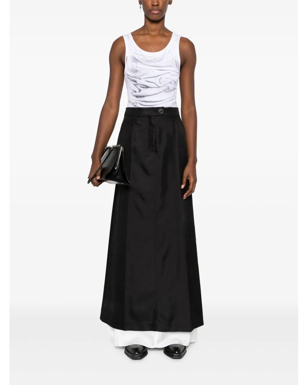Peter Do Black Double-Layer A-Line Maxi Skirt