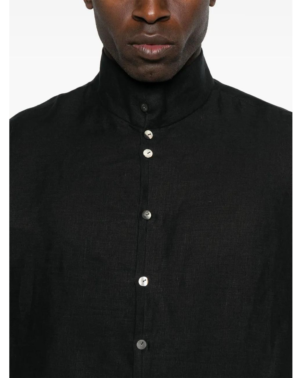 Label Under Construction Black Linen Shirt for men