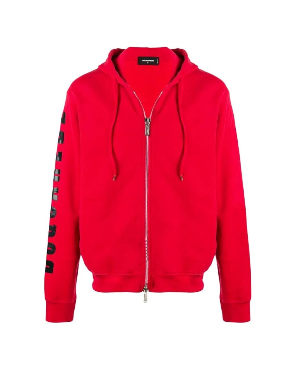DSquared² Red Logo-Print Zip-Up Hoodie for men