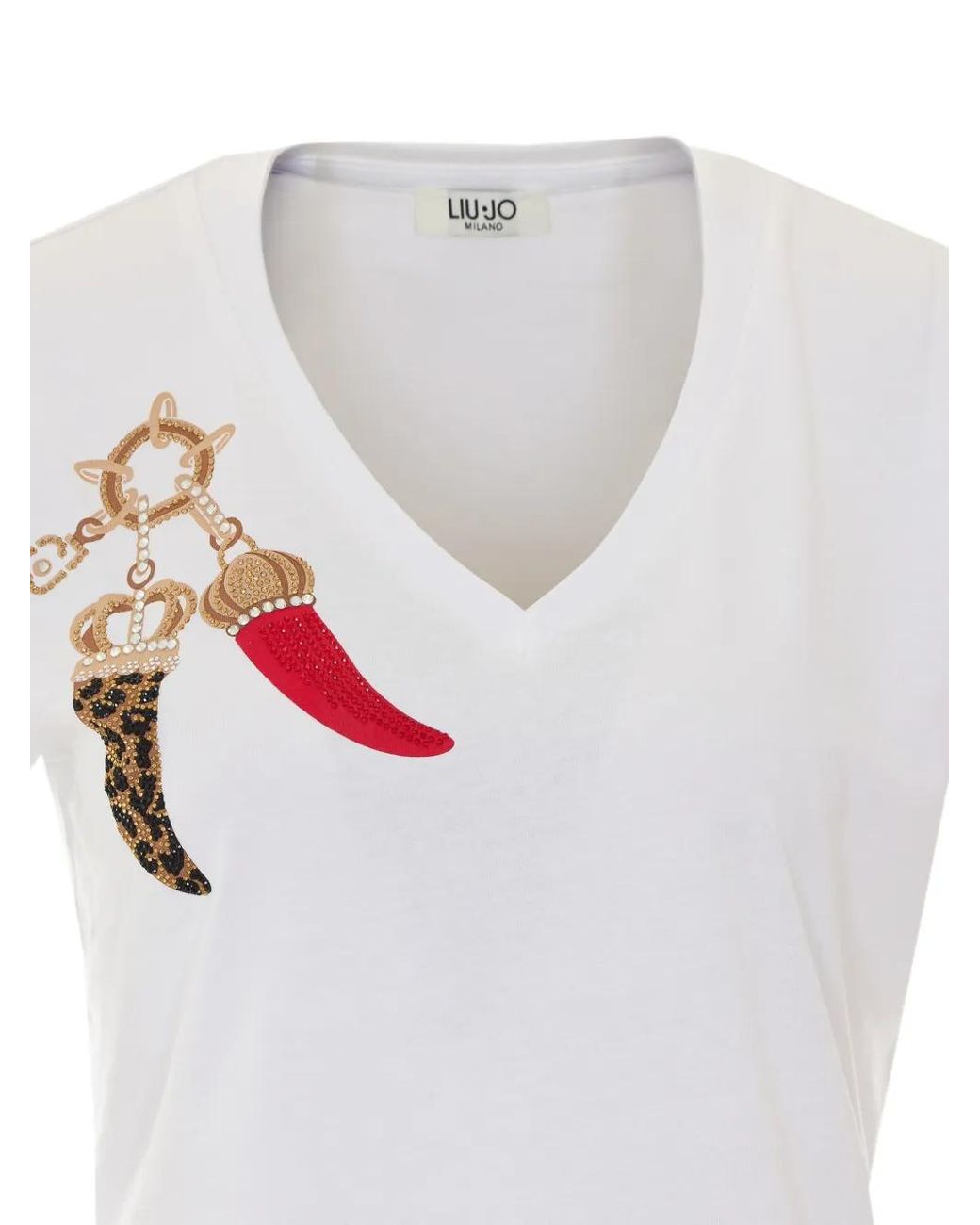 Liu Jo White V-Neck T-Shirt