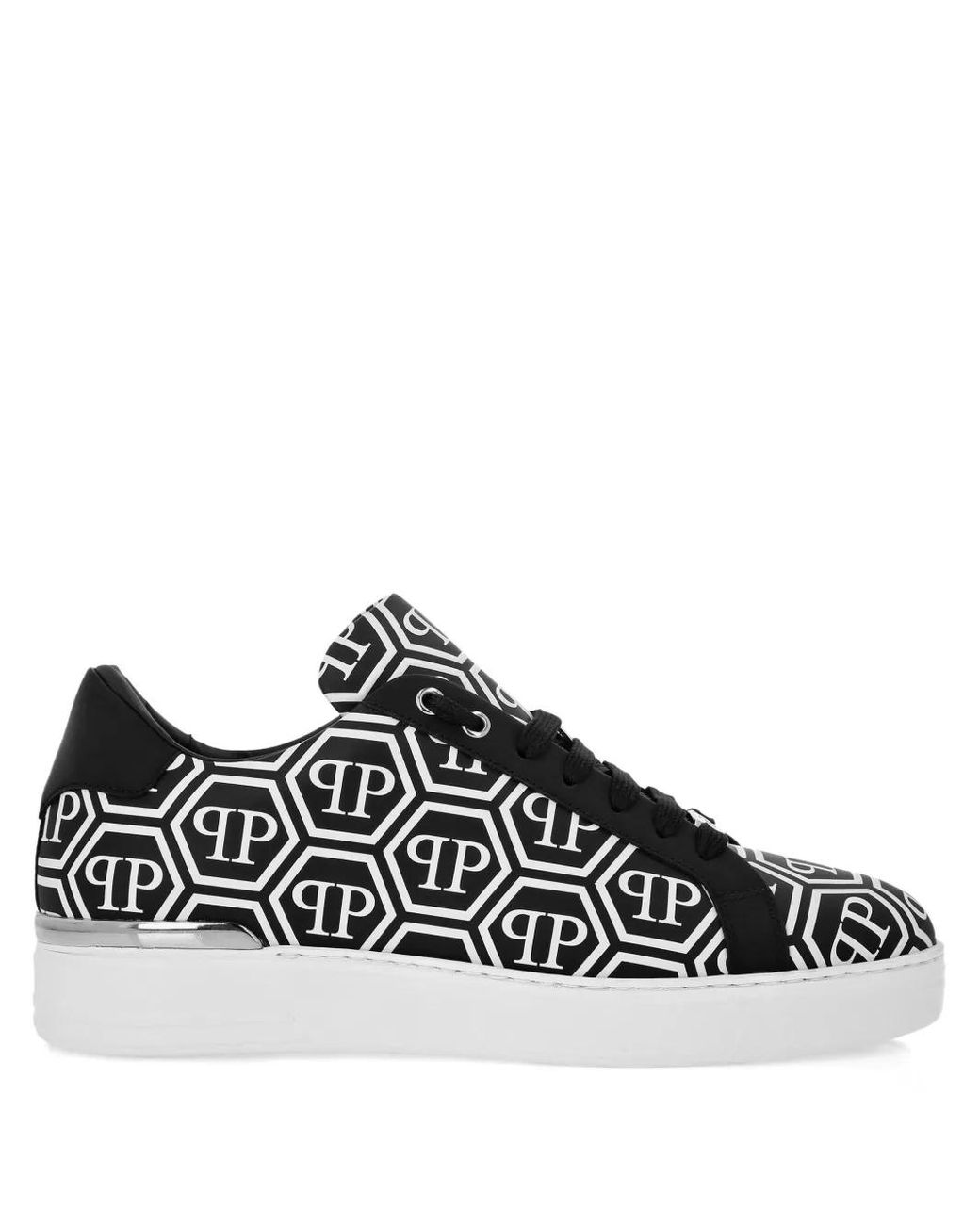 Philipp Plein Black Monogram-Print Sneakers