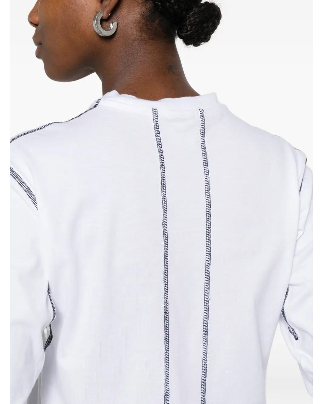 GR10K White T-Shirt À Coutures Contrastantes