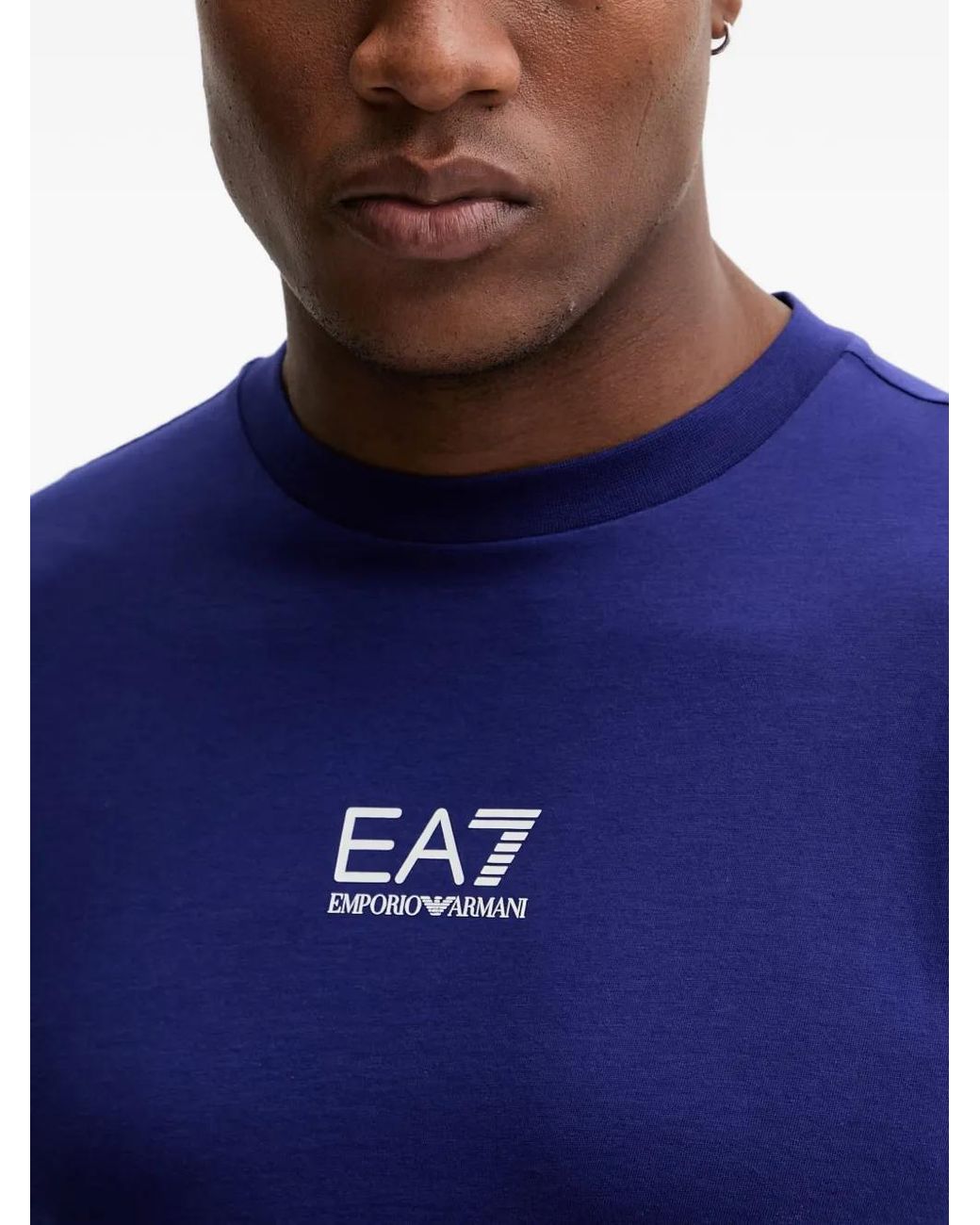EA7 Blue Graphic-Print T-Shirt for men