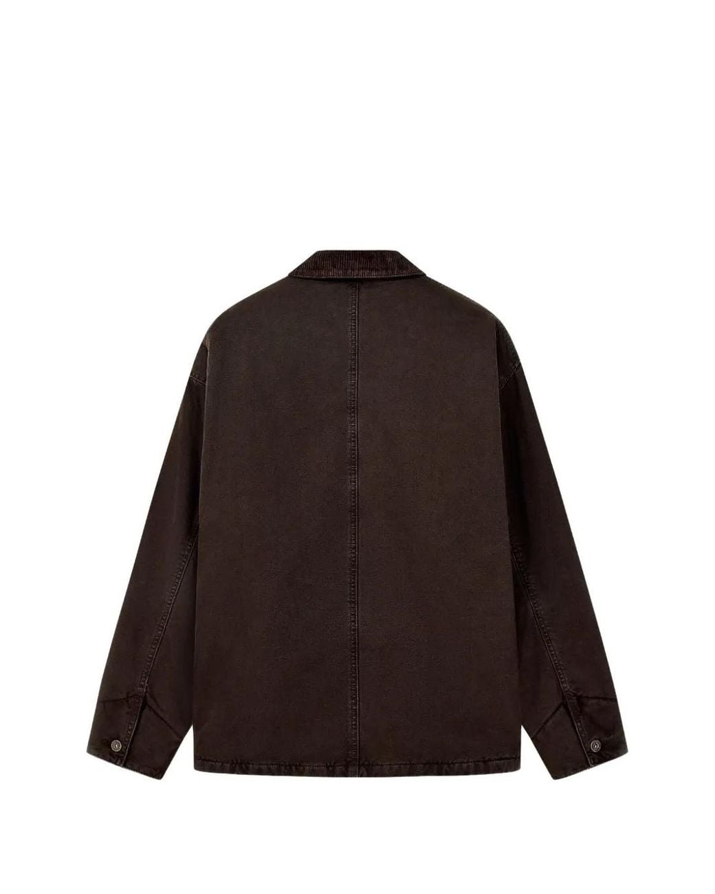 Emporio Armani Brown Cotton Caban-Coat With A Corduroy Collar And Patch Pockets for men