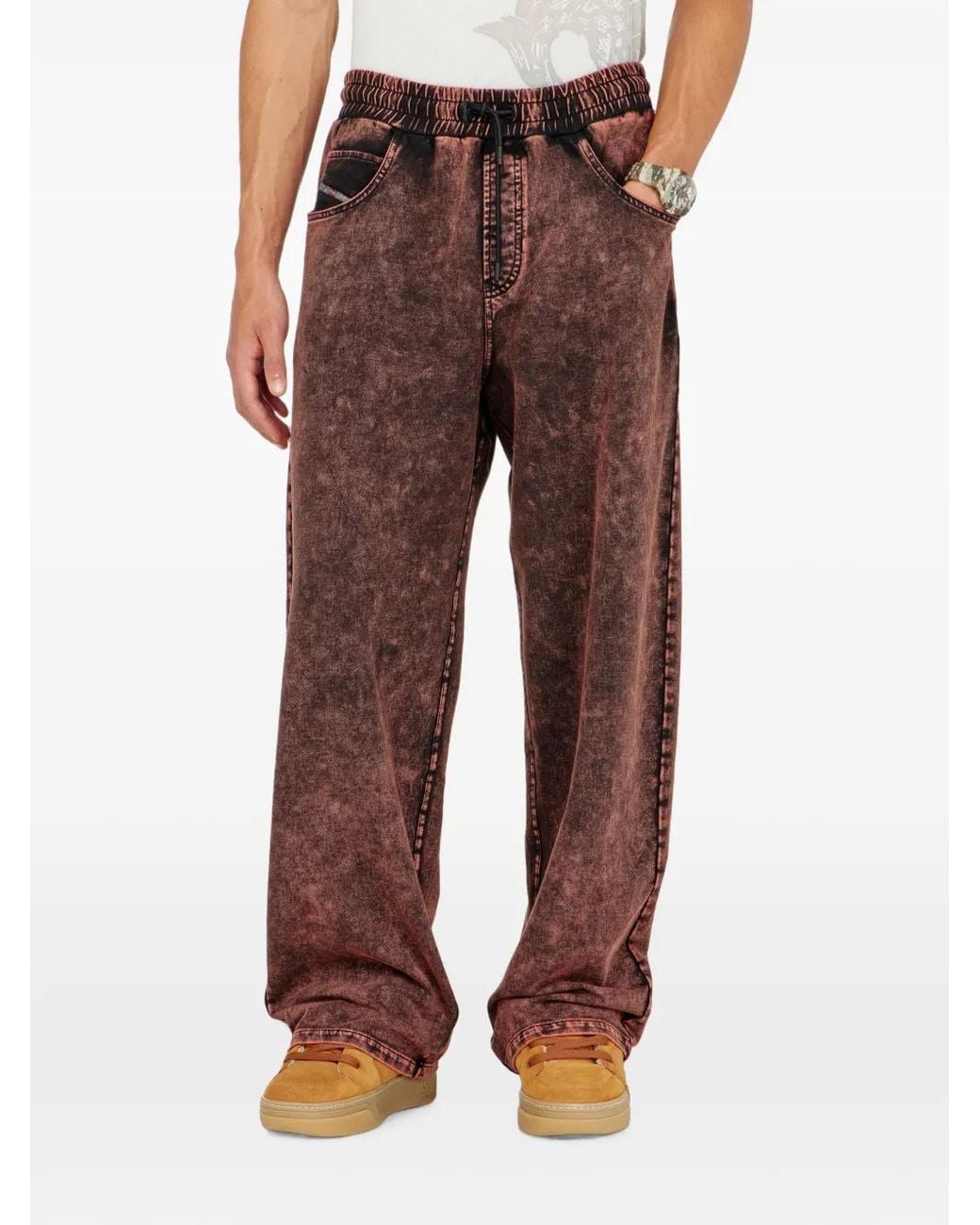 DIESEL Red Pantalon De Jogging À Effet Jean for men