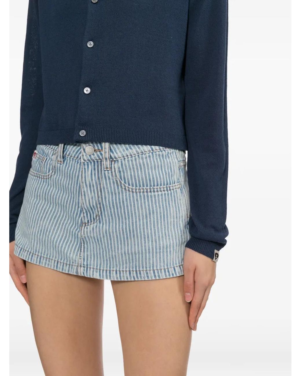 AAPE BY A BATHING AP Blue Logo-Patched Striped Shorts