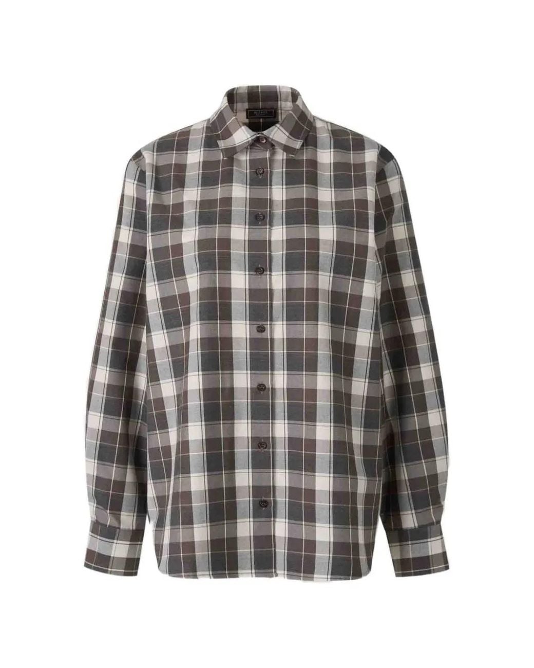 Peserico Gray Check-Pattern Shirt