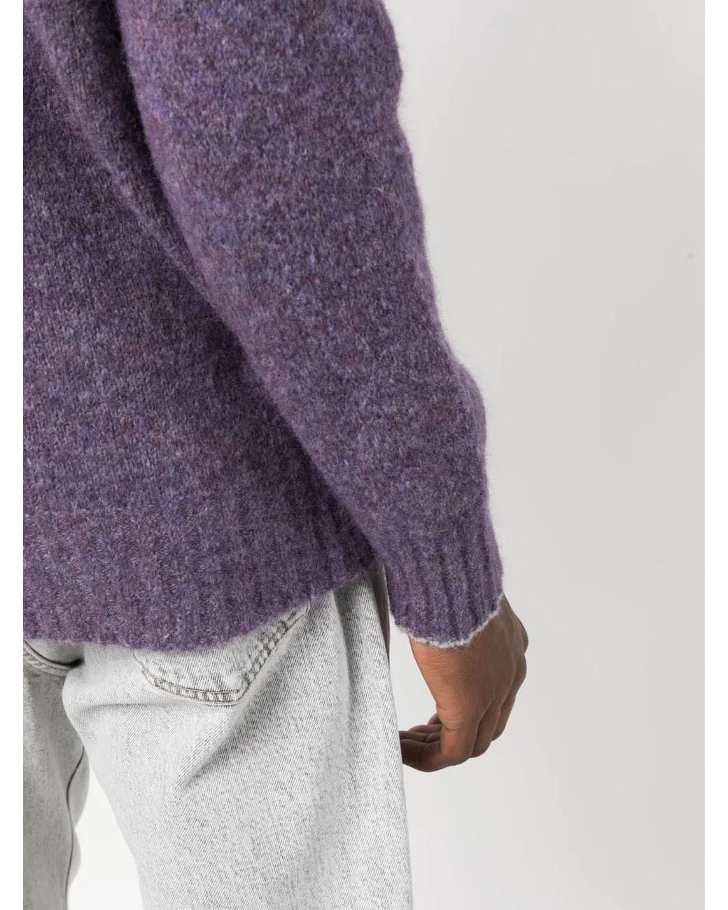 Brunello Cucinelli Purple Funnel-Neck Knit Sweatshirt for men