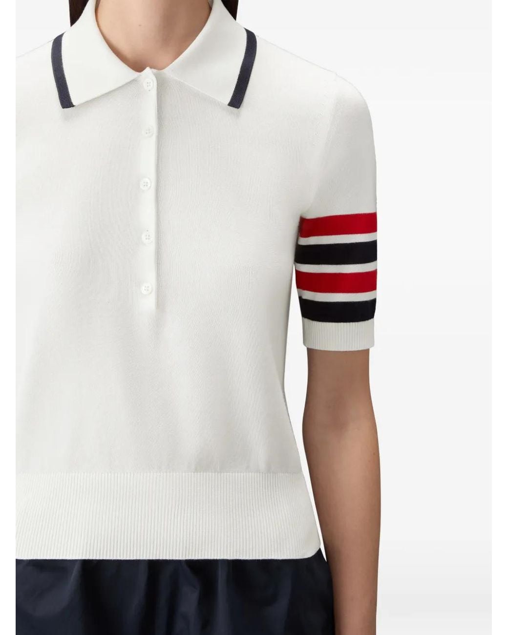 Thom Browne White Hector Intarsia Polo