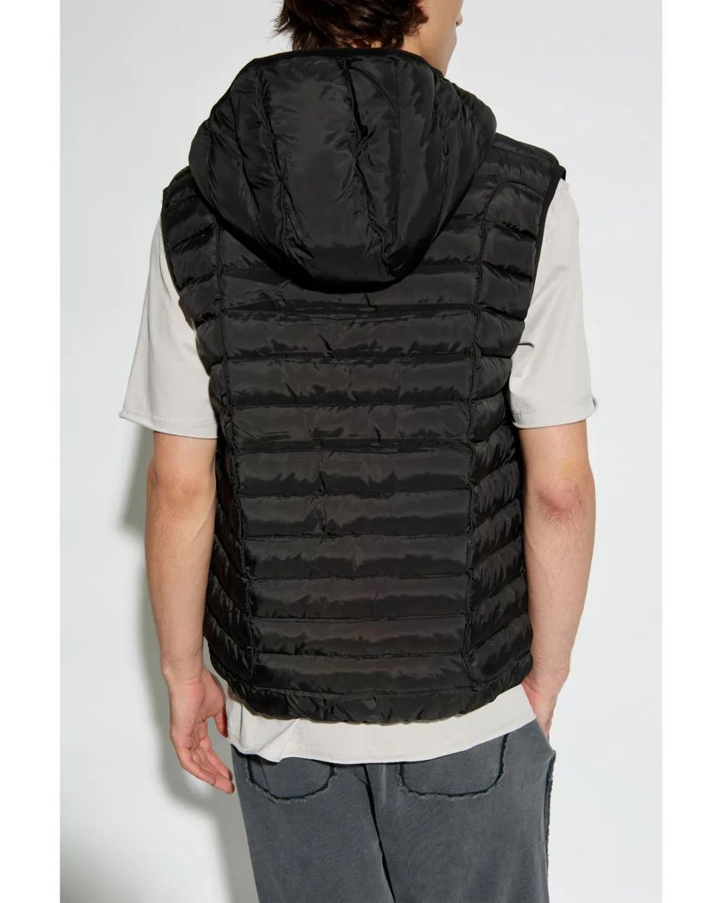 DIESEL Black Hooded Vest 'W-Temple' for men