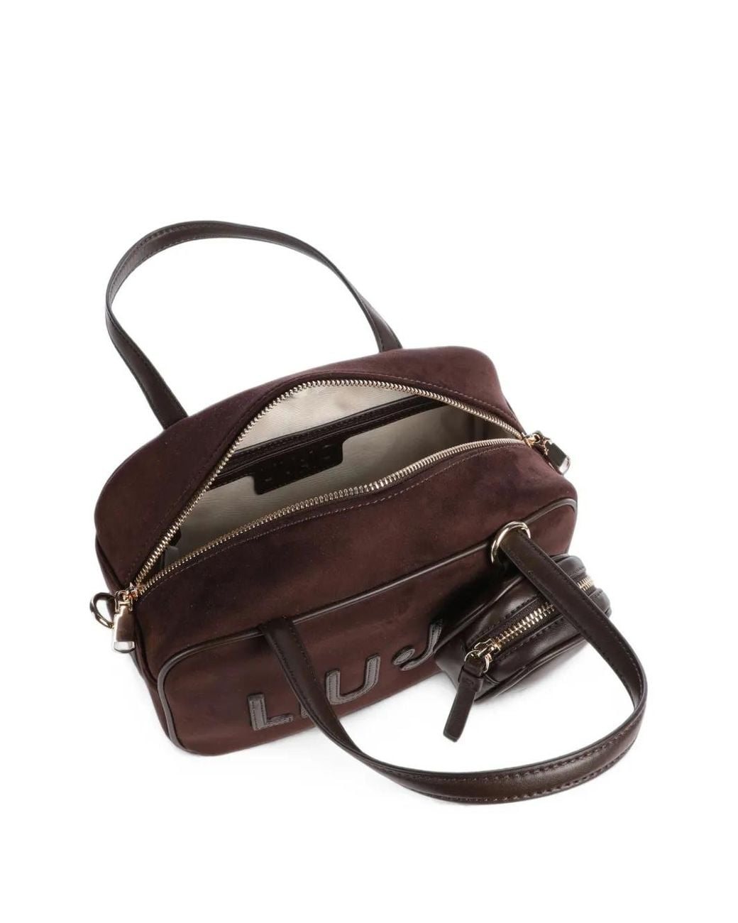 Liu Jo Brown Logo-Patch Pouch-Detail Tote Bag