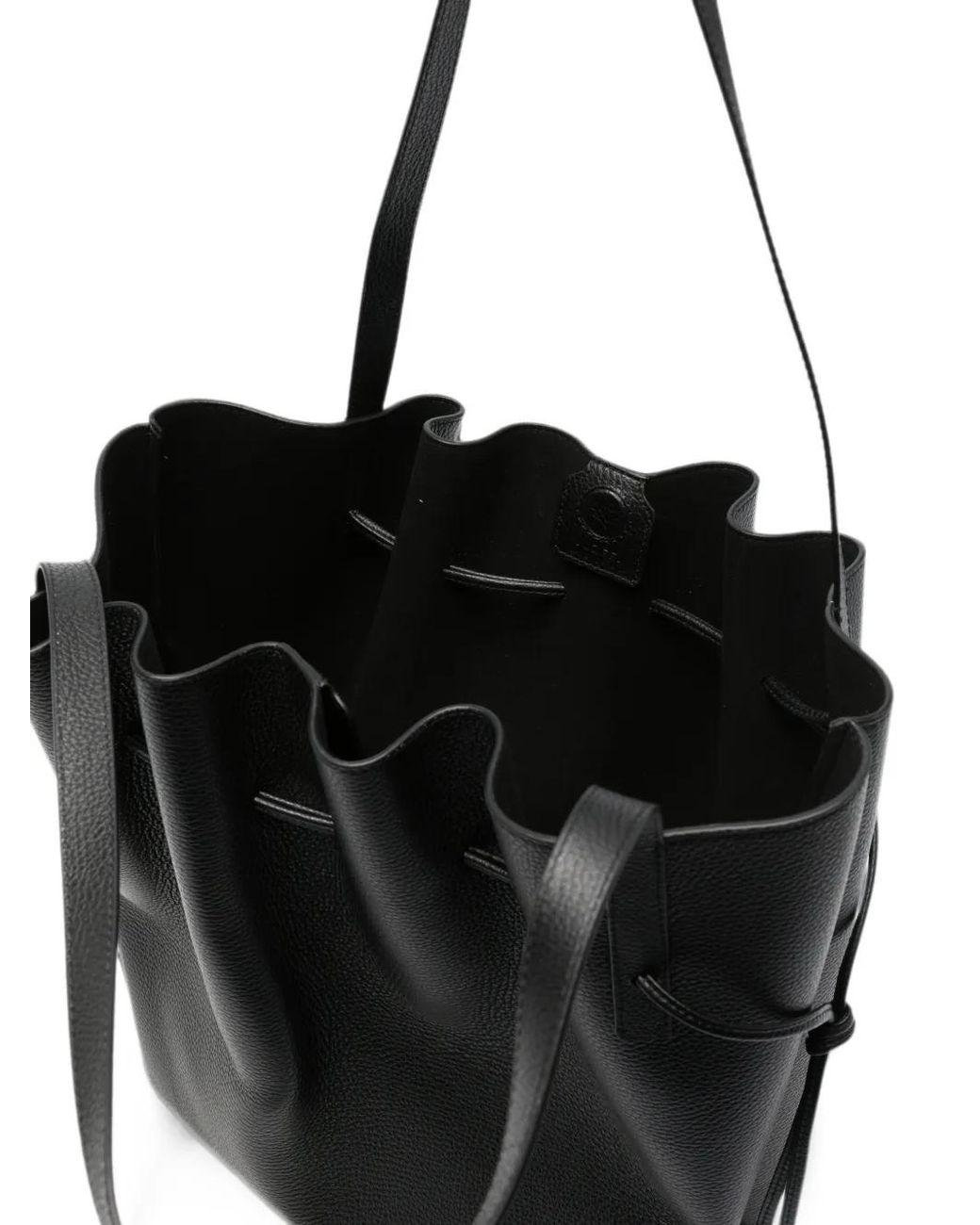 Yuzefi Black Scallop Leather Tote Bag