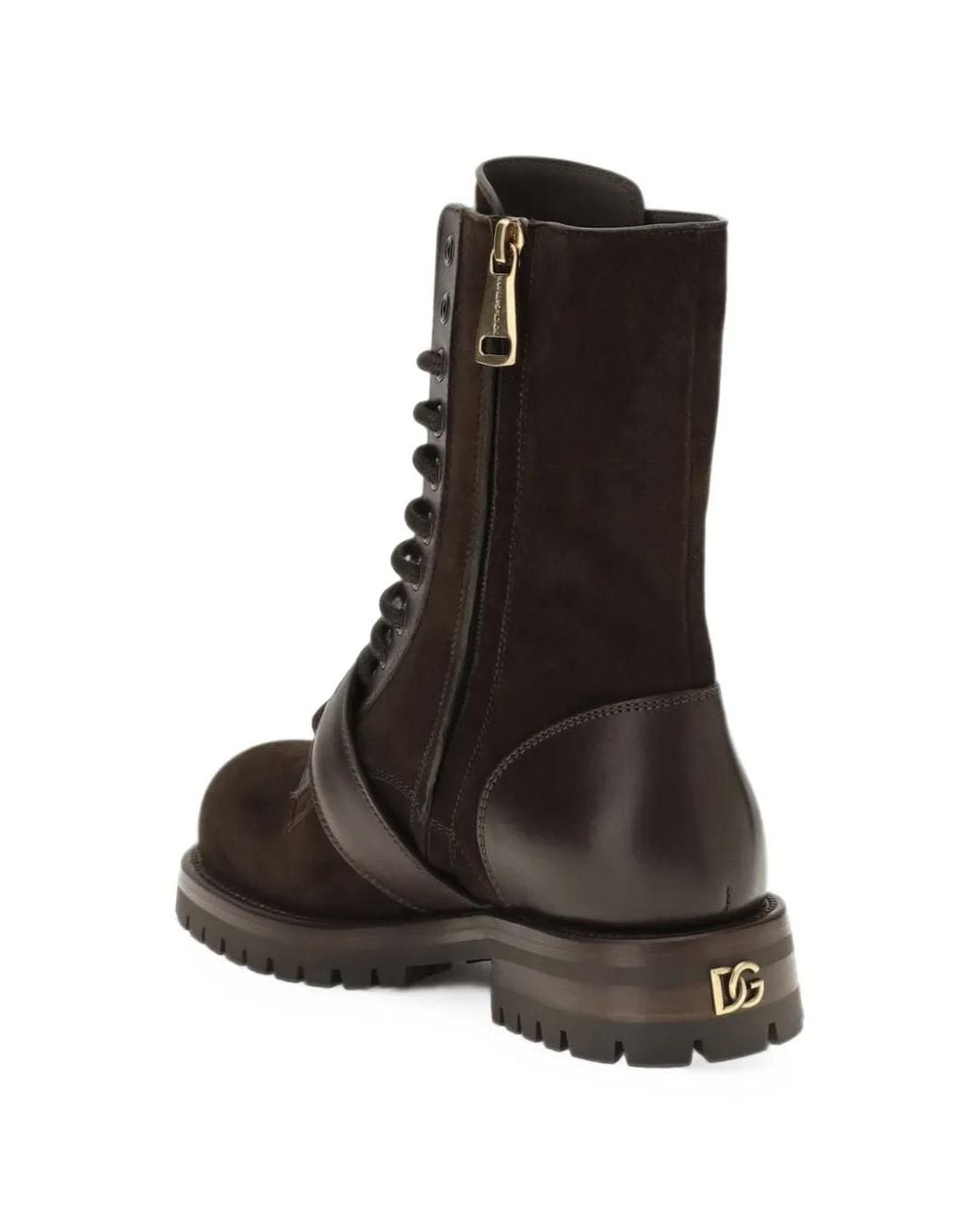 Dolce & Gabbana Black Buckle-Detail Lace-Up Boots