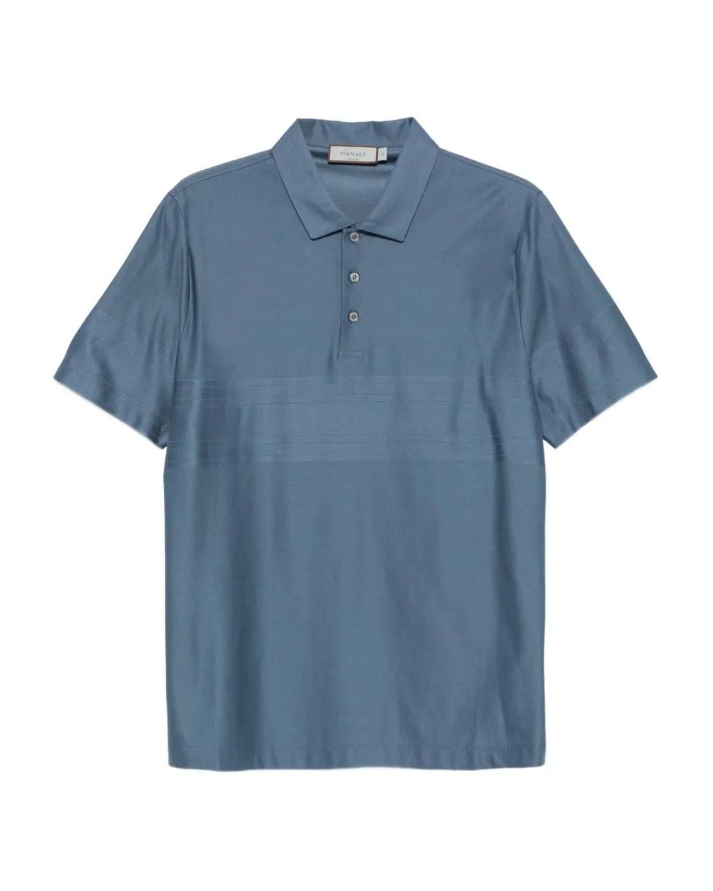 Canali Blue Stripe-Detail Polo Shirt for men