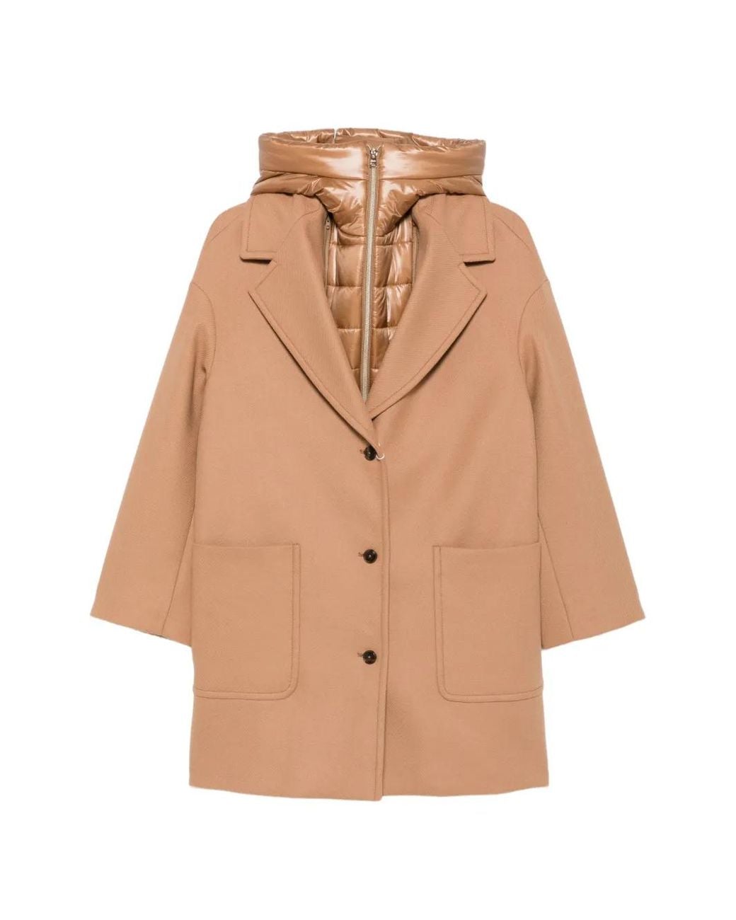 Herno Natural Padded-Insert Notch-Lapels Hooded Coat