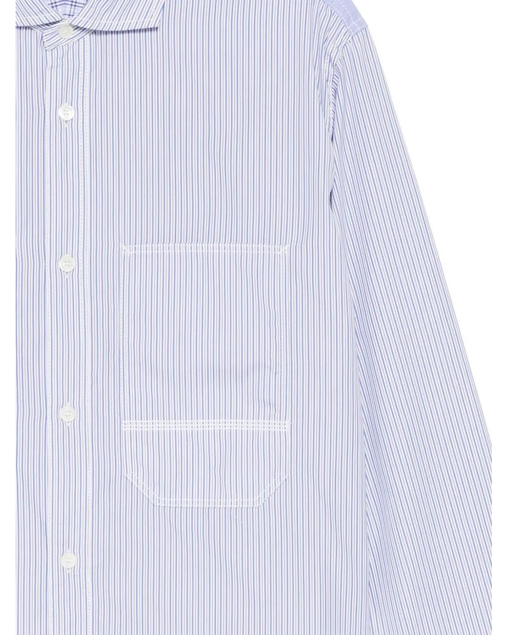 Junya Watanabe White Vertical-Stripe Patch-Pocket Shirt for men