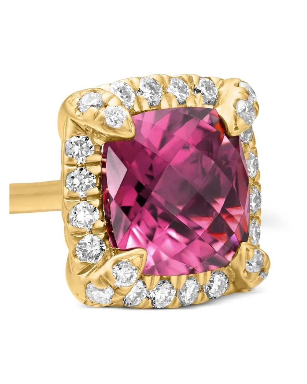 David Yurman Pink 18Kt Petite Chatelaine Tourmaline And Diamond Stud Earrings (5Mm)