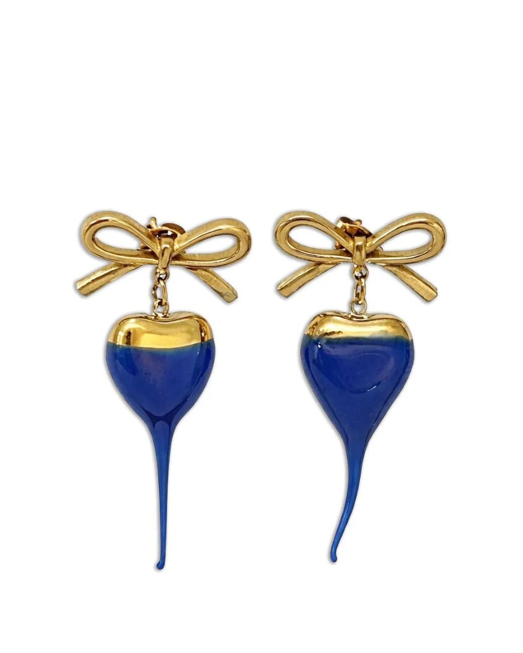 OTTOLINGER Blue Bow-Detail Heart-Drop Earrings