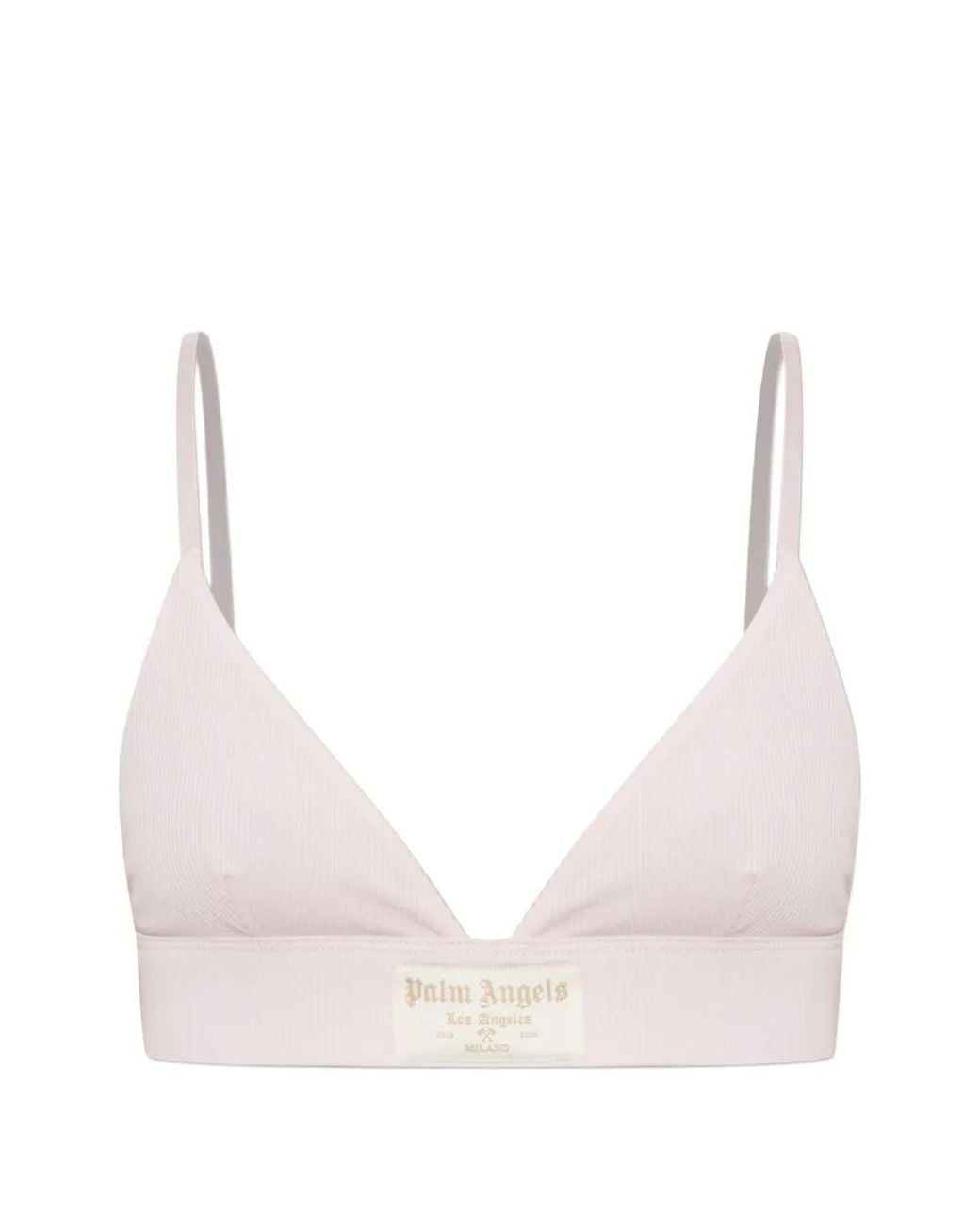Palm Angels Natural Ribbed-Knit Triangle Bra