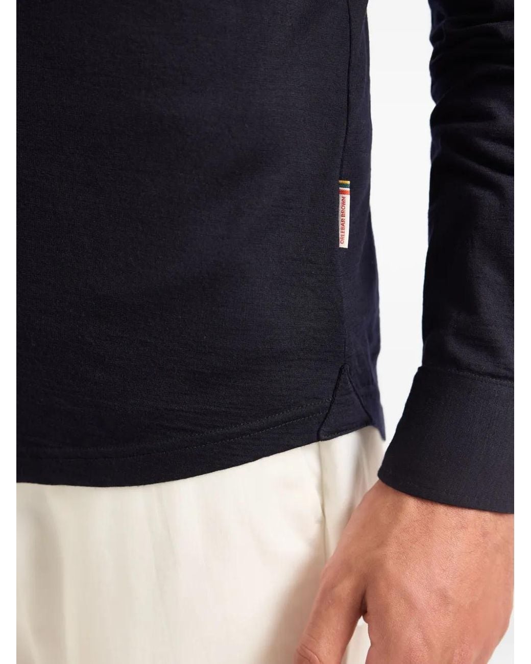 Orlebar Brown Blue Long-Sleeve Merino Wool Polo Shirt for men