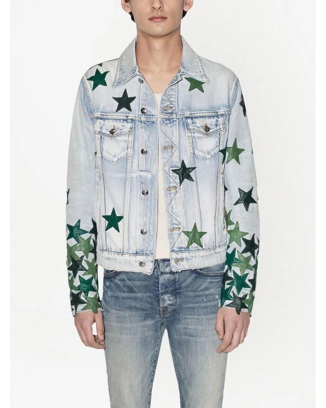 Amiri Blue Chemist Trucker Jacket Light Denim Jackets for men