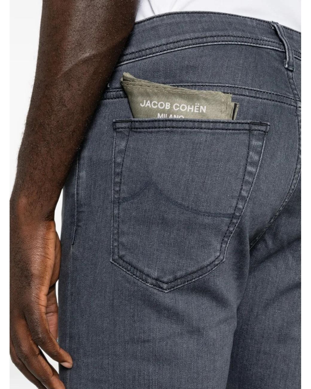 Jacob Cohen Gray Bard Logo-Patch Straight-Leg Jeans for men