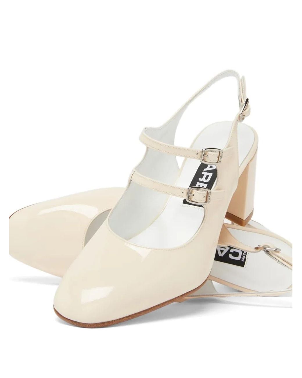 CAREL PARIS White Banana Patent Calf-Leather Slingback Pumps